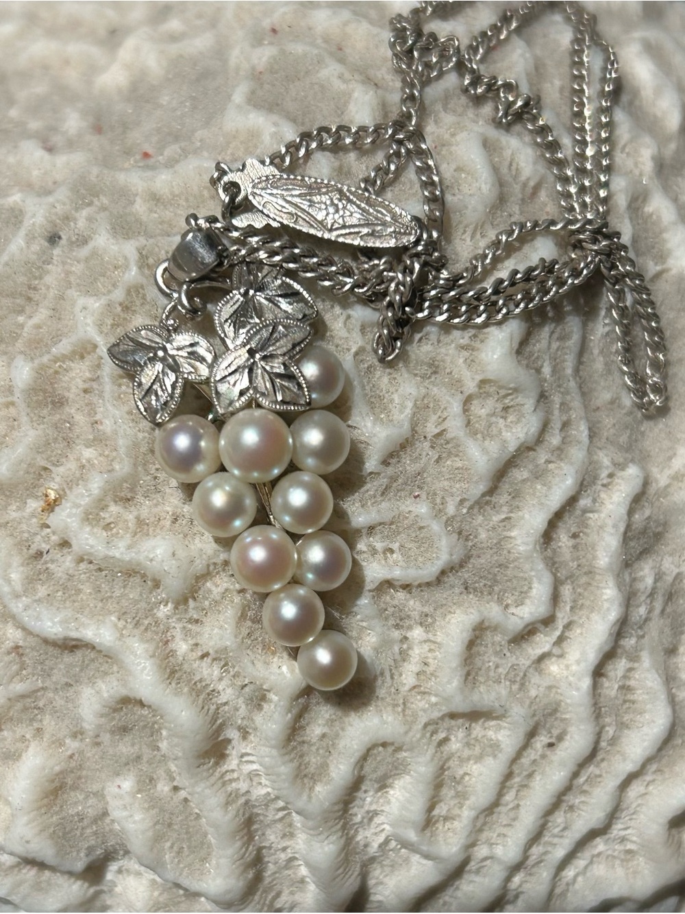 Authentic Vintage Mikimoto Akoya Pearl Grape Necklace Solid Sterling, Stamped MS